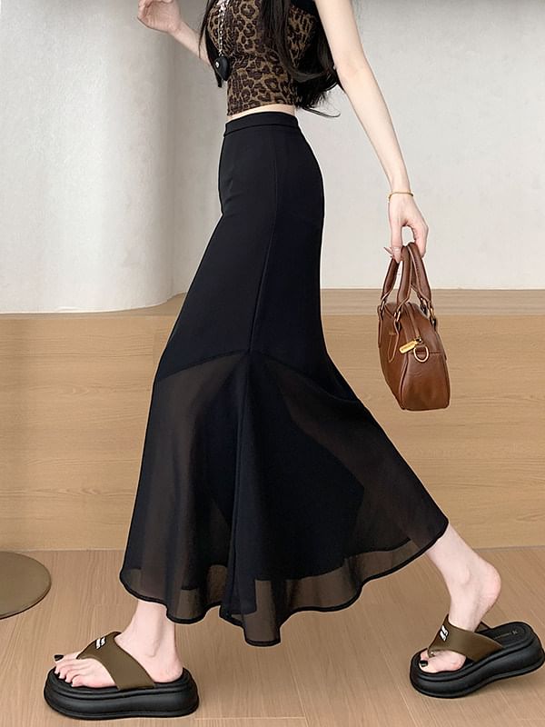 Mid Rise Midi A-Line Skirt