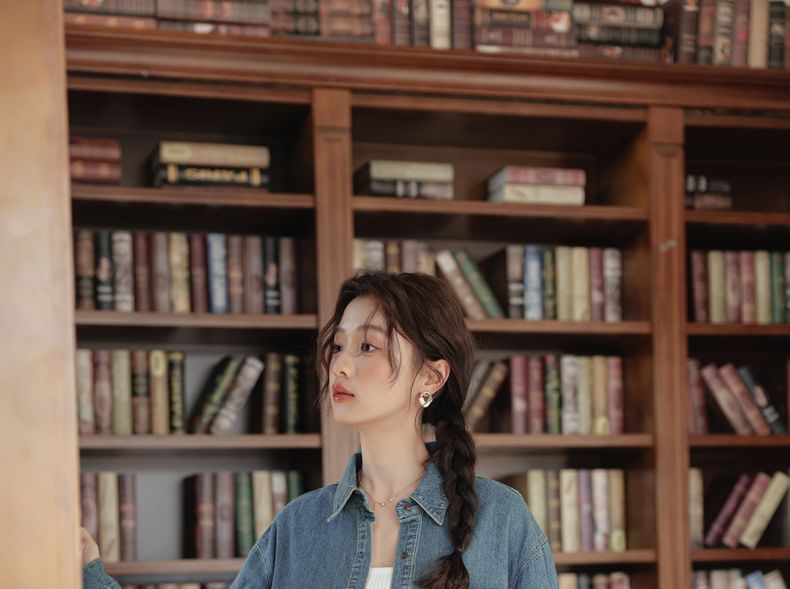 Washed Denim Shirt with Chest Pockets - Long Sleeve
