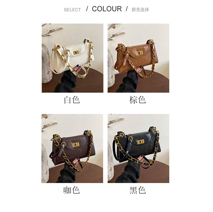 Faux Leather Chained Shoulder Bag