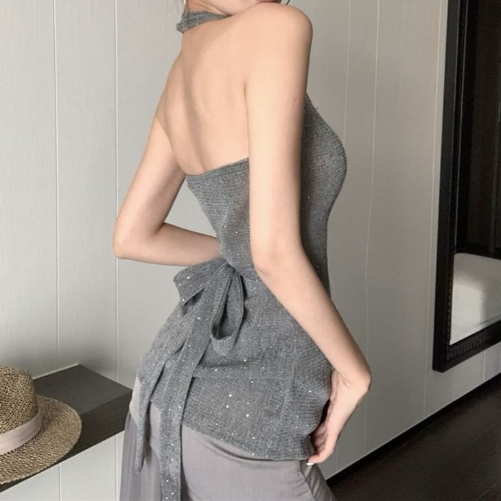 Black Halter Crop Top and High Waist Maxi Skirt Set