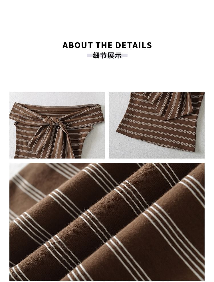 Off Shoulder Striped Tie-Up Top - Two Way