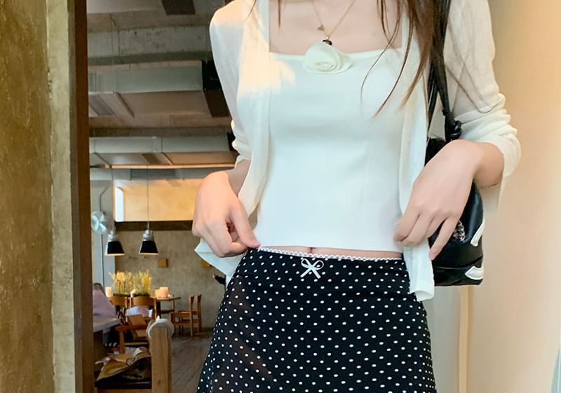 Mid Rise Dotted Mini A-Line Skirt