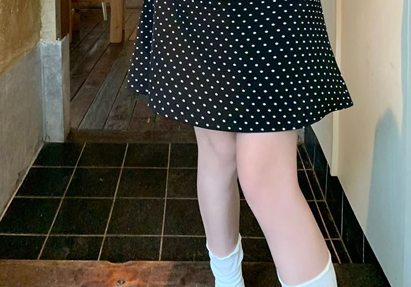 Mid Rise Dotted Mini A-Line Skirt