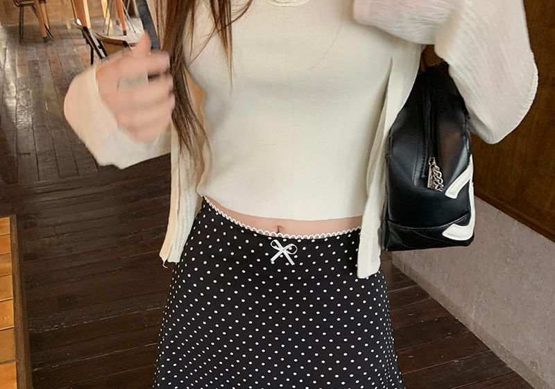 Mid Rise Dotted Mini A-Line Skirt