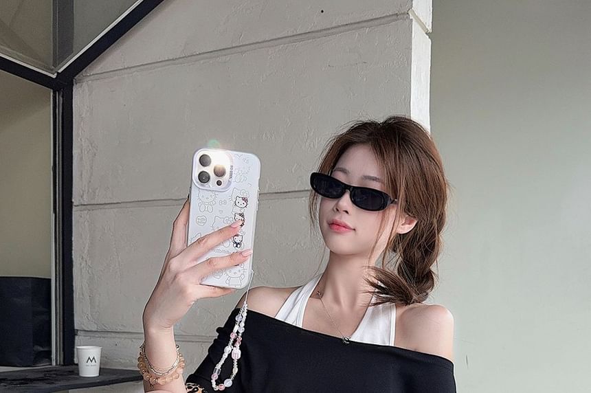 Cold Shoulder Crop Tee with Short Sleeves and Mock Layering