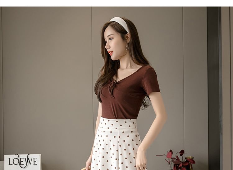 High Waist Polka Dot Midi A-Line Skirt