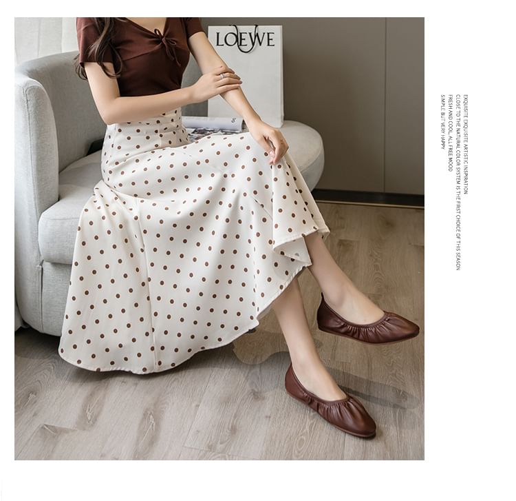 High Waist Polka Dot Midi A-Line Skirt