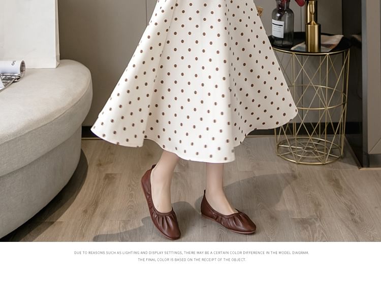 High Waist Polka Dot Midi A-Line Skirt