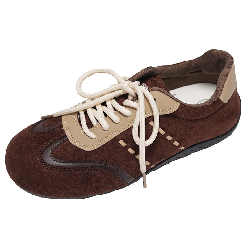 Two Tone Lace-Up Faux Suede Sneakers
