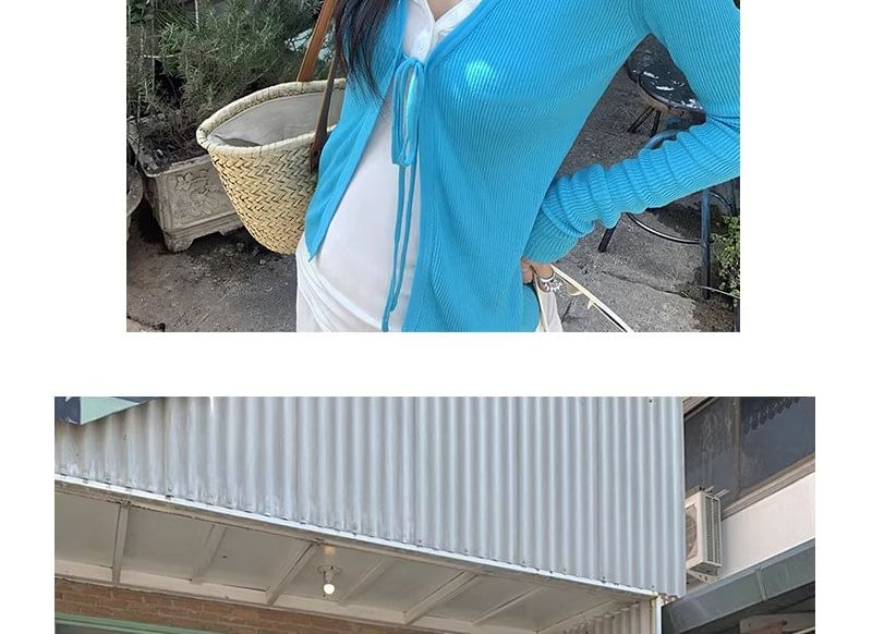 Plain Tie-Front Cardigan