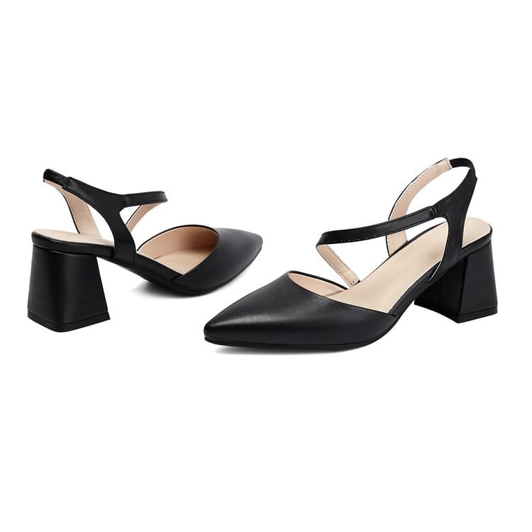 Chunky Heel Wrap Strap Pumps