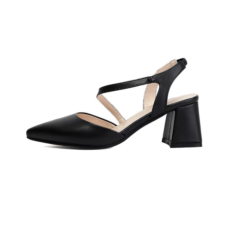 Chunky Heel Wrap Strap Pumps