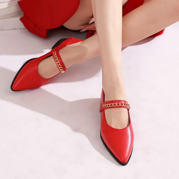 Pointy Chained Loafers