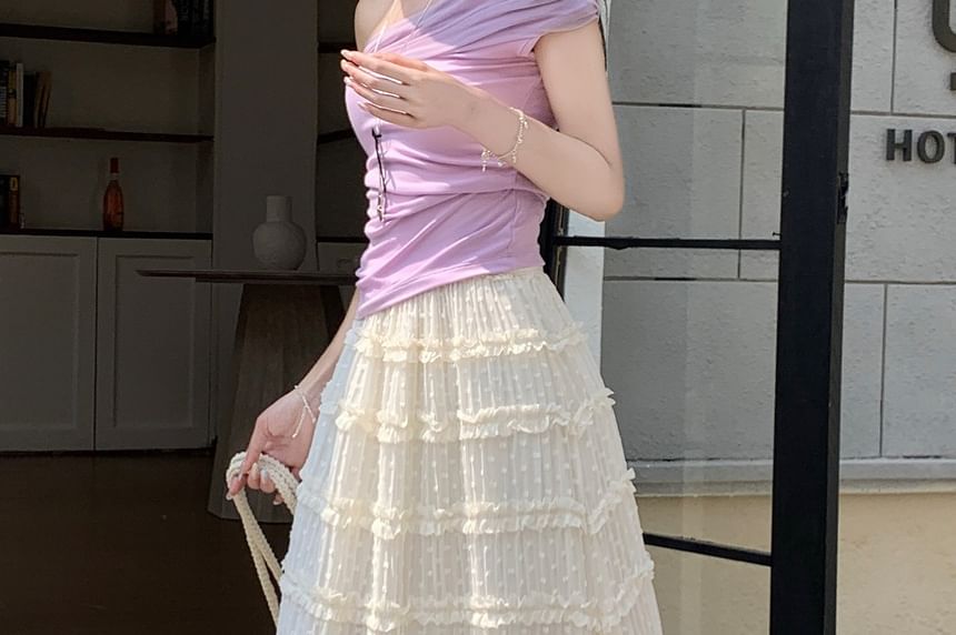 High Waist Sheer Maxi A-Line Skirt