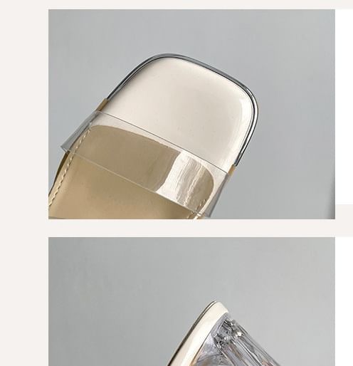 Clear Strap Block Heel Slide Sandals