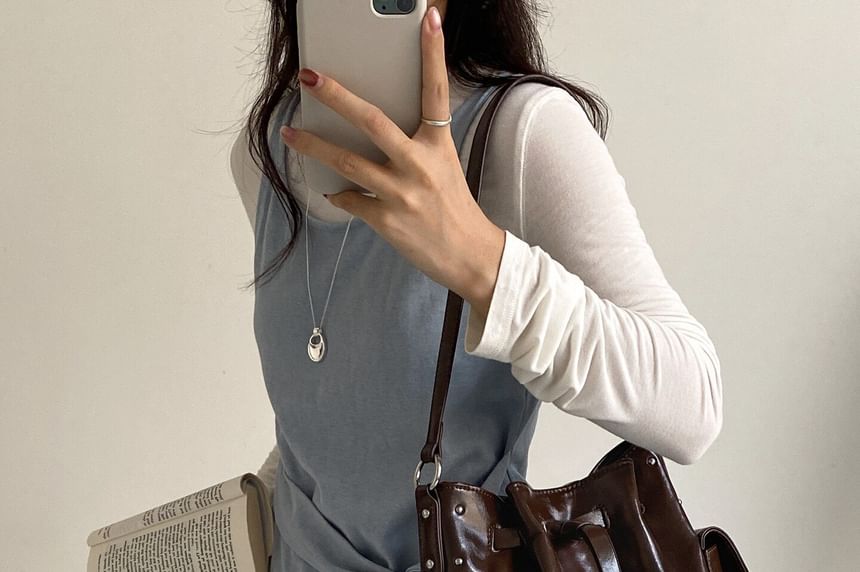 Faux Leather Bucket Bag