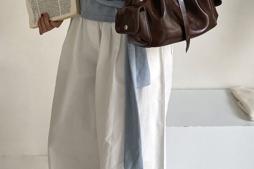 Faux Leather Bucket Bag
