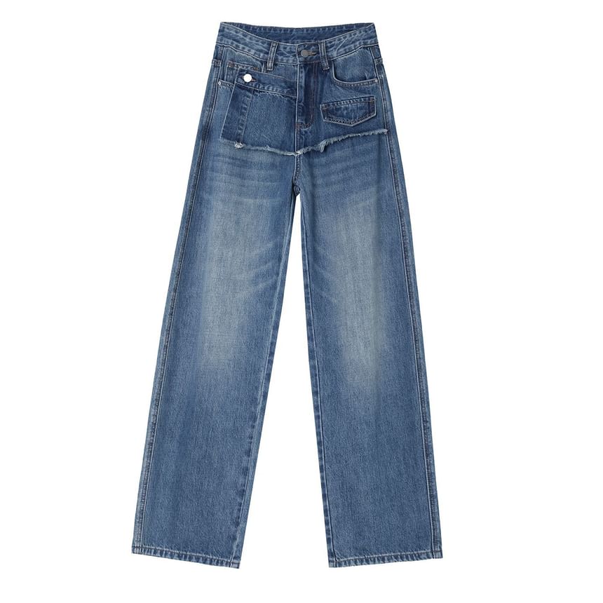 Mid Rise  Skirt Overlay Washed Barrel Leg Baggy Jeans (Various Designs)