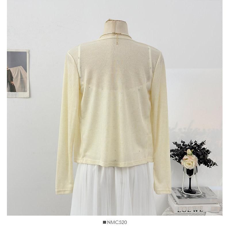 Set: V-Neck Dotted Camisole Top + Plain Cardigan