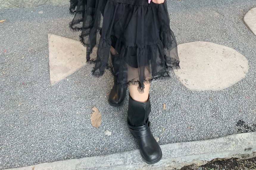 Mid Waist Asymmetrical Sheer A-Line Skirt