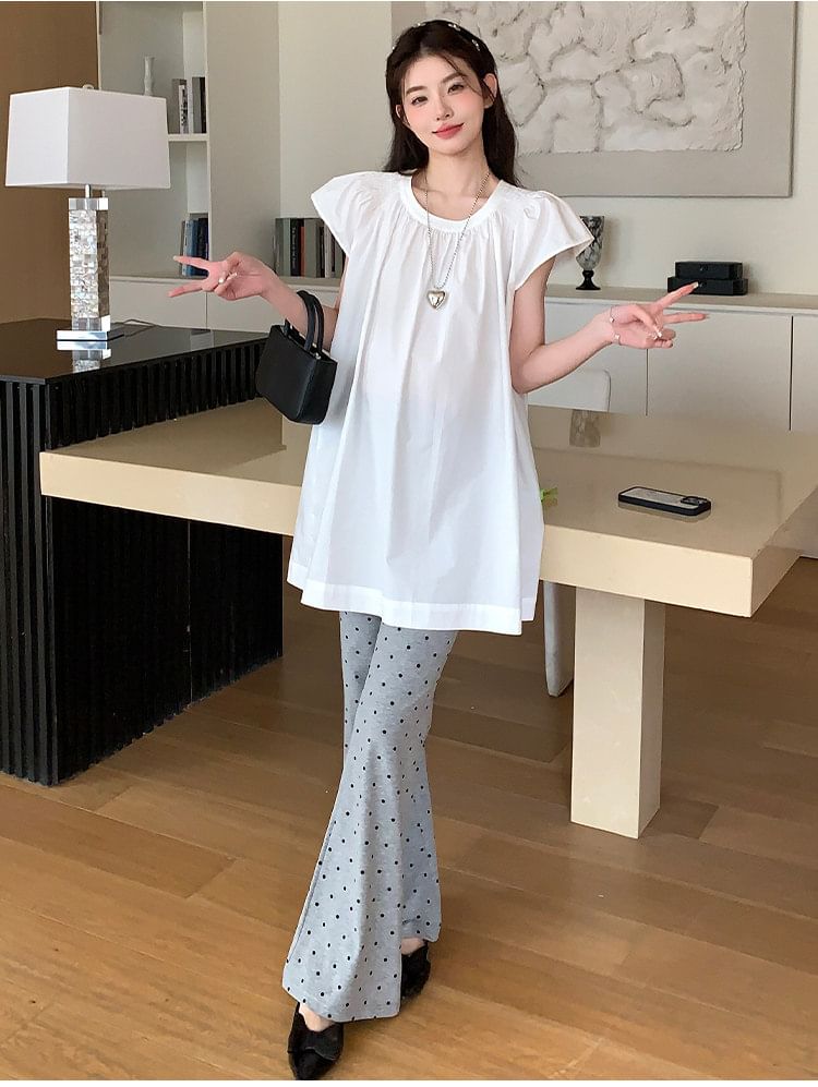 Maternity Tunic with Cap Sleeves and Flared Pants