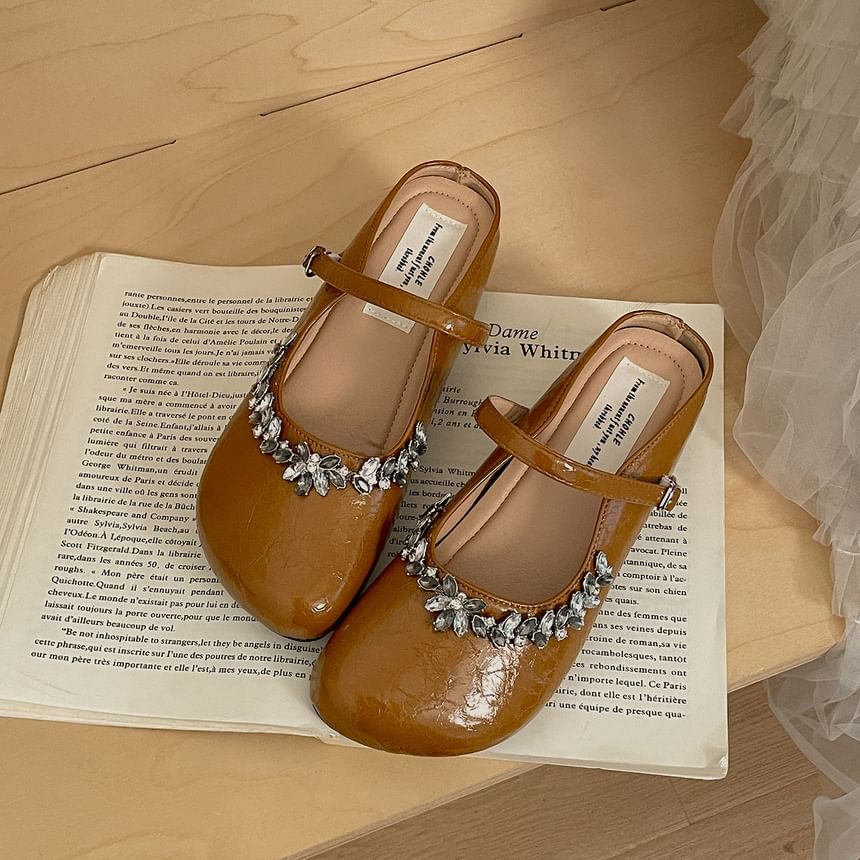 Faux Crystal Patent Mary Jane Shoes