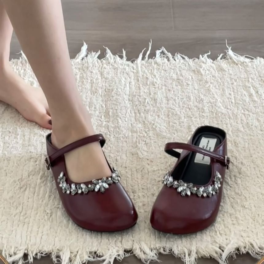 Faux Crystal Patent Mary Jane Shoes