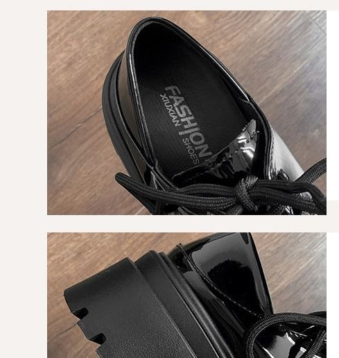 Patent Lace Up Platform Shoes