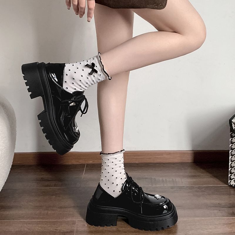 Patent Lace Up Platform Shoes