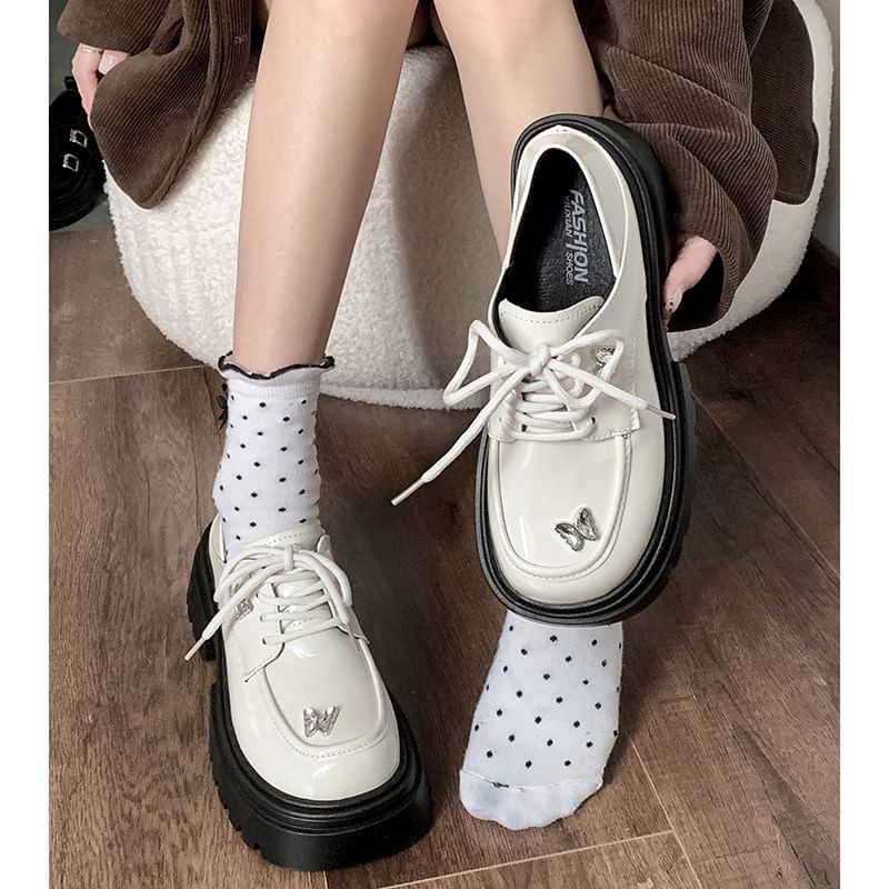 Patent Lace Up Platform Shoes