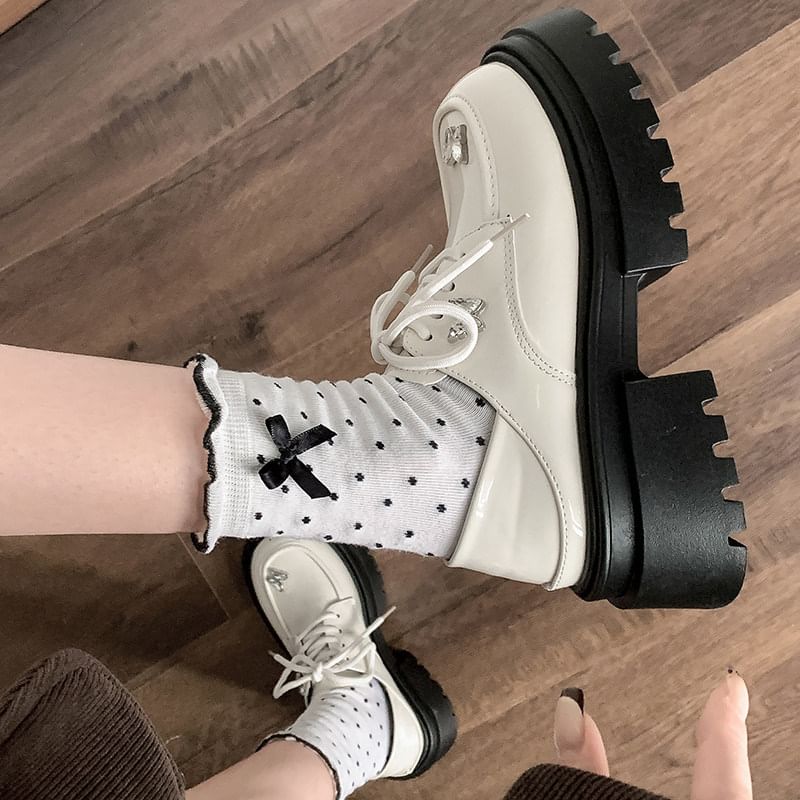 Patent Lace Up Platform Shoes