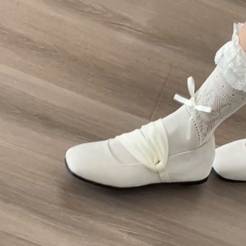 Double Strap Square Toe Faux Leather Flats