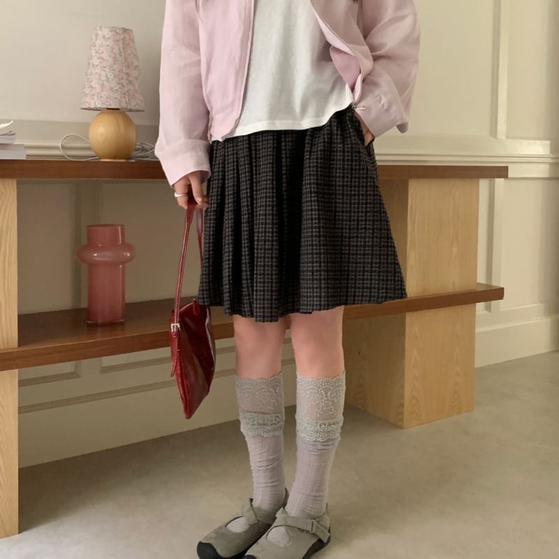 Mid Rise Plaid Mini A-Line Skirt