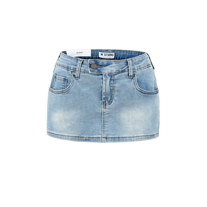 High Waist Mini Pencil Denim Skirt