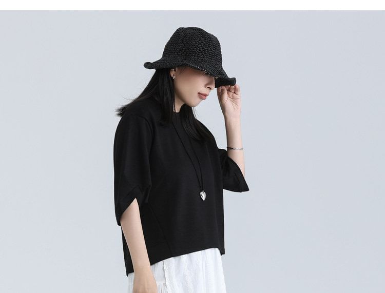 Classic Crew Neck Tee with Elbow Sleeves