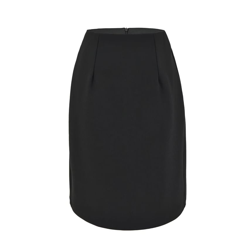Mid Rise Plain Pencil Skirt