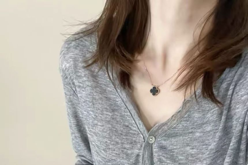 V-Neck Plain Lettuce Edge Cardigan