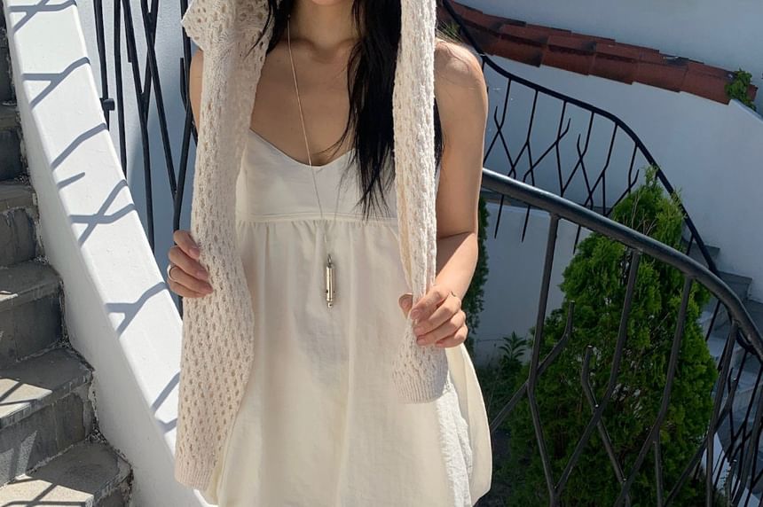 Spaghetti Strap V-Neck Plain Mini A-Line Dress