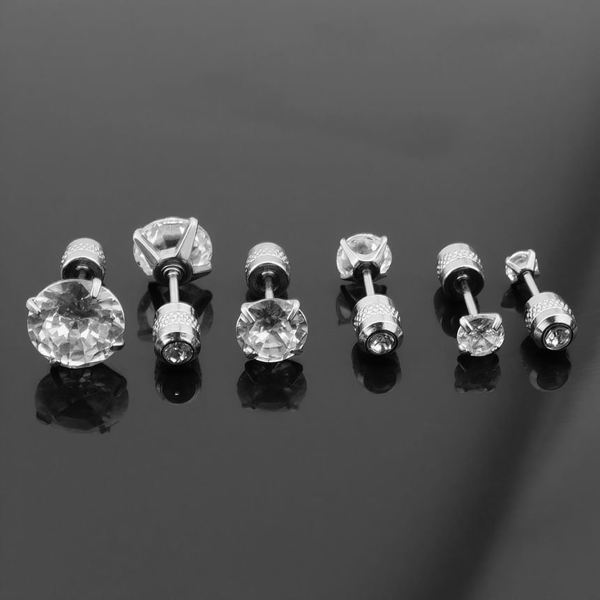 Rhinestone Alloy Barbell Earring (Various Designs)