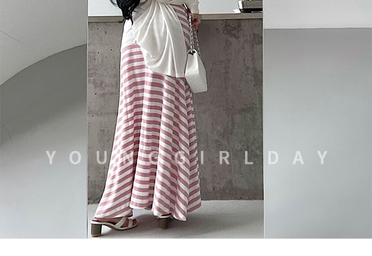 Spaghetti Strap Scoop Neck Striped Maxi A-Line Dress