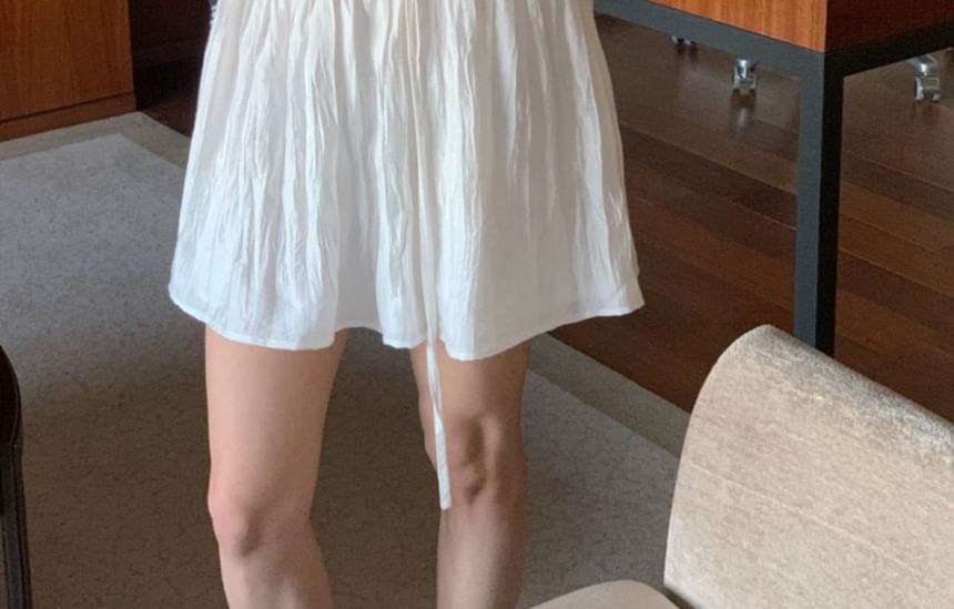 Spaghetti Strap V-Neck Plain Mini Dress