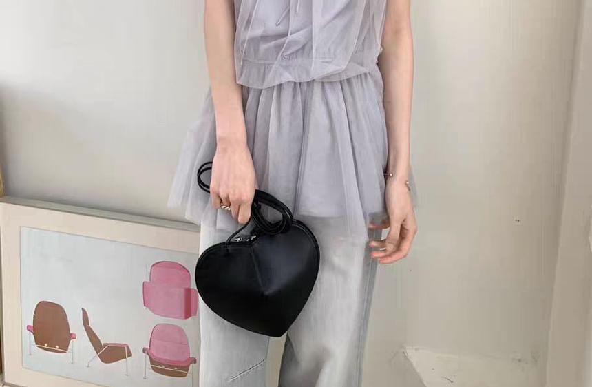 Spaghetti Strap Plain Frill Trim Mesh Mini A-Line Dress