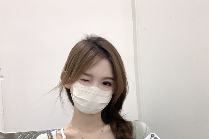 Mock Two-Piece Short-Sleeve Square Neck Tow Tone Lace Trim Crop T-Shirt