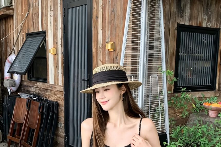 Scoop Neck Polka Dot Sheer Loose Fit Camisole