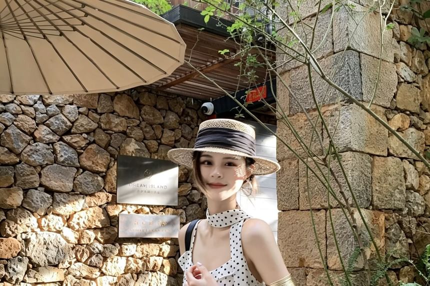 Scoop Neck Polka Dot Sheer Loose Fit Camisole