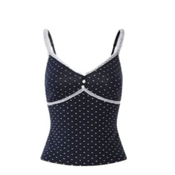 V-Neck Dotted Panel Lace Camisole Top