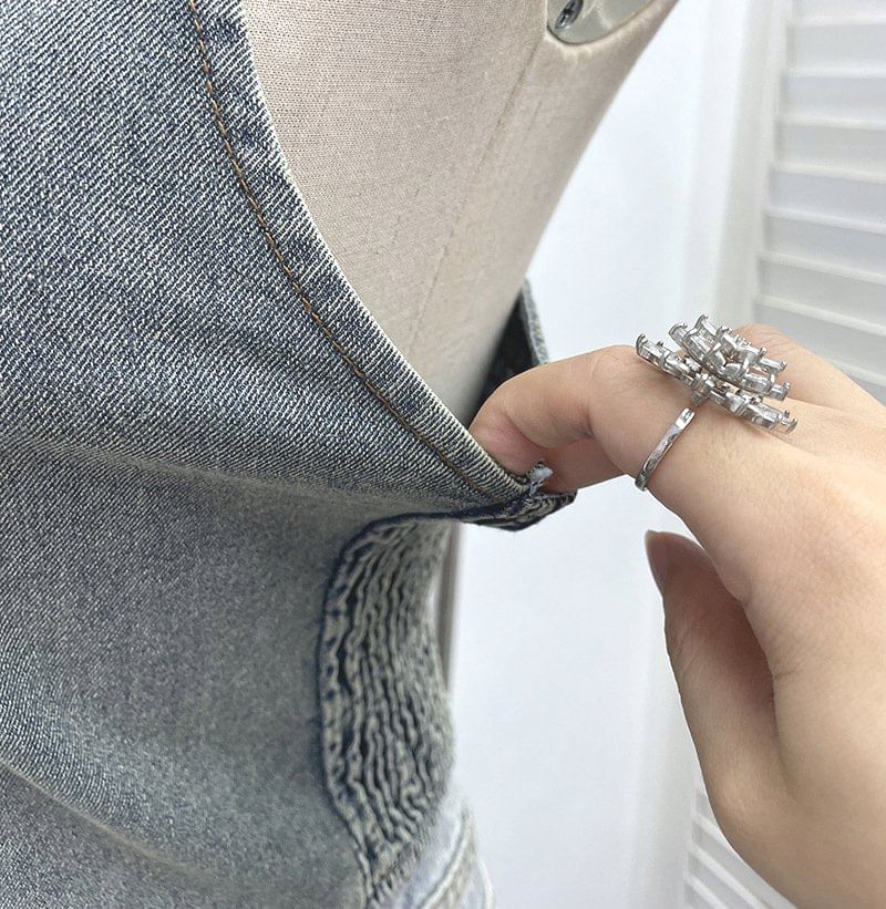 Halter Lace Up Denim Top