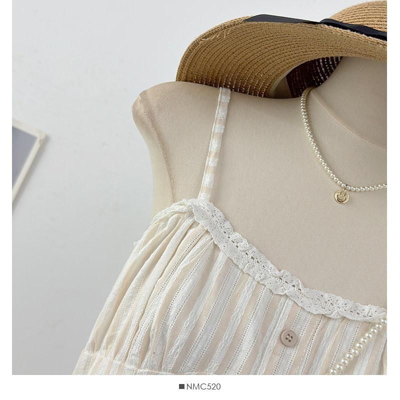 Spaghetti Strap Pinstripe Mini A-Line Dress