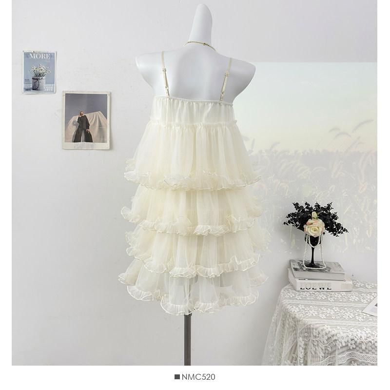 Spaghetti Strap Sheer Mini Tiered Dress