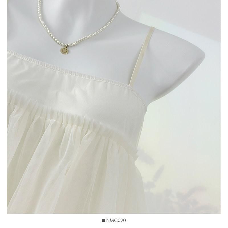 Spaghetti Strap Sheer Mini Tiered Dress
